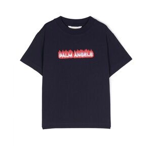 Palm Angels Kids logo-flocked cotton T-shirt
